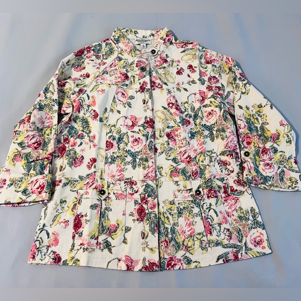 Norm Thompson Floral Blazer With Buttons Sz Medium Cotton NWOT! - Picture 3 of 10